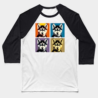 Pop Retro Siberian Husky Art - Cute Puppy Baseball T-Shirt